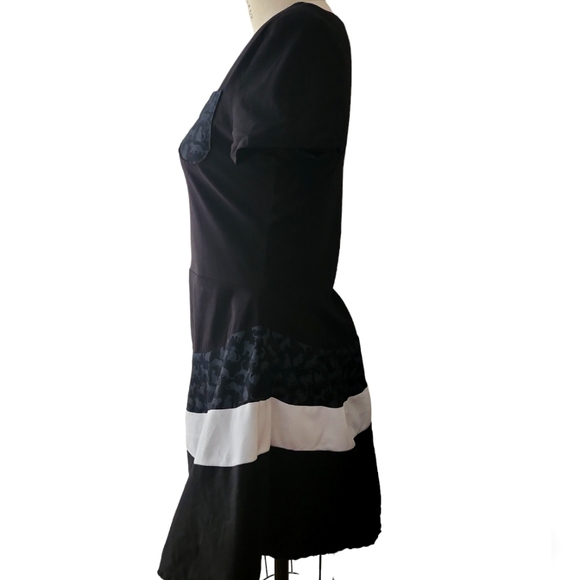 Black, White & Gray Flared Dress with Cat Print - Kiitsch Couture - size M - Picture 2 of 7